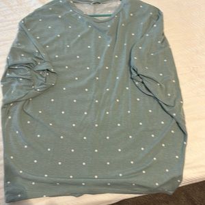 Mint green polka dot shirt